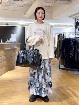 「JEANASIS（ジーナシス）のルーズFITロングブーツ/581263（ブーツ）」を使った、airiさん（レディース・162cm）の秋コーディネート