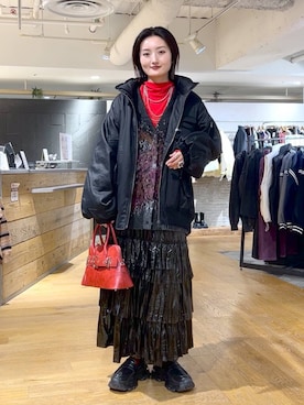 「アイテム（ボストンバッグ）」を使った、airiさん（レディース・162cm・20代）の冬コーディネート