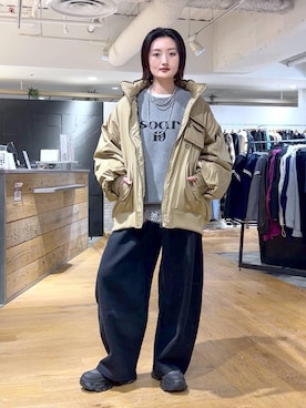 「JEANASIS（ジーナシス）のアイテム（パンツ）」を使った、airiさん（レディース・162cm）の冬コーディネート