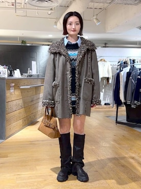「アイテム（ムートンコート）」を使った、airiさん（レディース・162cm・20代）の秋コーディネート