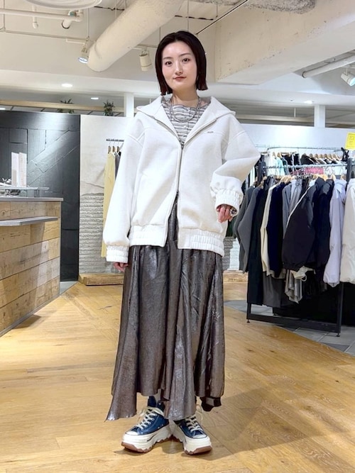 セール】【選べる着丈】グロッシーイレヘムフレアスカート/646424