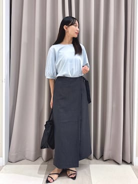 「ITEMS URBANRESEARCH（アイテムズ アーバンリサーチ）の袖デザインカットソー（Tシャツ/カットソー、ブルー系）」を使った、aiさん（レディース・159cm）の夏コーディネート