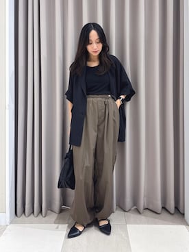 「ITEMS URBANRESEARCH（アイテムズ アーバンリサーチ）のribタンクトップ（タンクトップ、ブラック系）」を使った、aiさん（レディース・159cm）の夏コーディネート