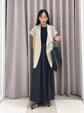 「ITEMS URBANRESEARCH（アイテムズ アーバンリサーチ）のノースリーブドッキングワンピース（ワンピース、ブラック系）」を使った、aiさん（レディース・159cm）の夏コーディネート