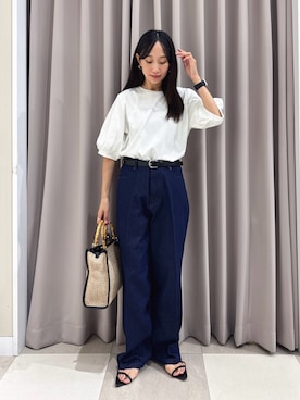 「ITEMS URBANRESEARCH（アイテムズ アーバンリサーチ）の袖デザインカットソー（Tシャツ/カットソー、ホワイト系）」を使った、aiさん（レディース・159cm）の夏コーディネート
