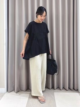 「ITEMS URBANRESEARCH（アイテムズ アーバンリサーチ）の『UVカット/接触冷感』カットヨウリュウイージーパンツ(楽着シリーズ)（その他パンツ、ホワイト系）」を使った、aiさん（レディース・159cm）の夏コーディネート