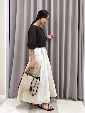 「ITEMS URBANRESEARCH（アイテムズ アーバンリサーチ）の袖デザインカットソー（Tシャツ/カットソー、ブラウン系）」を使った、aiさん（レディース・159cm）の夏コーディネート
