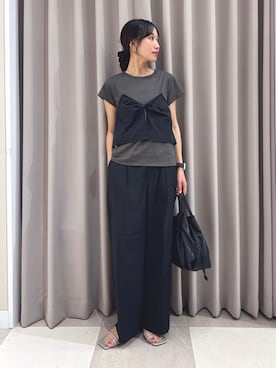 「ITEMS URBANRESEARCH（アイテムズ アーバンリサーチ）のドッキングビスチェTシャツ（Tシャツ/カットソー、ブラック系）」を使った、aiさん（レディース・159cm）の夏コーディネート