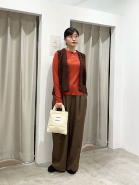 「CITEN（シテン）のアイテム（スラックス）」を使った、WATANEBEさん（レディース・164cm）の秋コーディネート