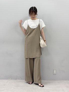 「アイテム（つなぎ/オールインワン、ベージュ系）」を使った、chiii0218さん（レディース・157cm）の夏コーディネート