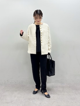 「アイテム（ノーカラージャケット）」を使った、chiii0218さん（レディース・157cm）の冬コーディネート