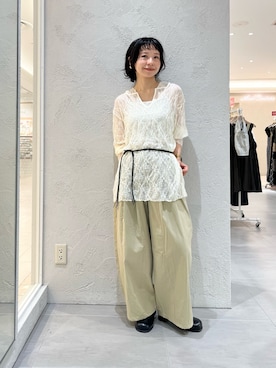 「KBF（ケイビーエフ）のフーディーレーストップス（Tシャツ/カットソー、ホワイト系）」を使った、asanoさん（レディース・157cm）の夏コーディネート