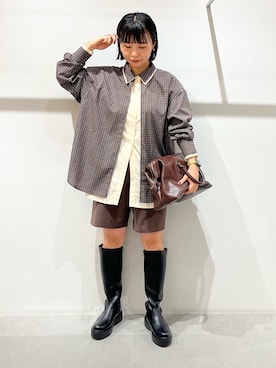 「秋」｜「アイテム（ブーツ）」を使った、asanoさん（レディース・157cm）の秋コーディネート