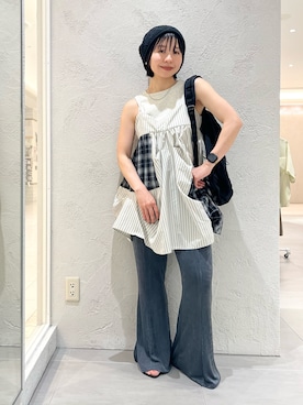 「KBF（ケイビーエフ）のアイテム（帽子）」を使った、asanoさん（レディース・157cm）の夏コーディネート