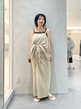 「KBF（ケイビーエフ）のプラットフォームトングサンダル（サンダル、ホワイト系）」を使った、asanoさん（レディース・157cm）の夏コーディネート