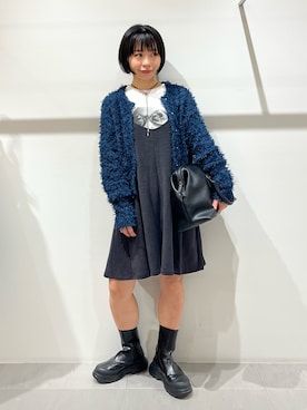 「アイテム（ボストンバッグ）」を使った、asanoさん（レディース・157cm）の秋コーディネート