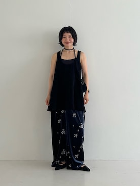 「KBF（ケイビーエフ）の2WAYローフレアミニワンピース（ワンピース、ブラック系）」を使った、asanoさん（レディース・157cm）の夏コーディネート