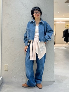 「KBF（ケイビーエフ）のバルーンデニムブルゾン（デニムジャケット、ブルー系）」を使った、asanoさん（レディース・157cm）の秋コーディネート