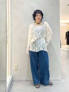 「KBF（ケイビーエフ）のマイクロベロアホルターキャミソール（キャミソール、ブラウン系）」を使った、asanoさん（レディース・157cm）の秋コーディネート