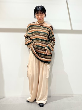 「アイテム（ネックレス）」を使った、asanoさん（レディース・157cm）の秋コーディネート