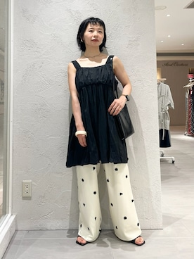 「SMELLY（スメリー）のステンレスブラックデザインチェーンネックレス（ネックレス、ブラック系）」を使った、asanoさん（レディース・157cm）の夏コーディネート