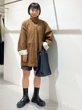 「アイテム（カバーオール）」を使った、asanoさん（レディース・157cm）の秋コーディネート