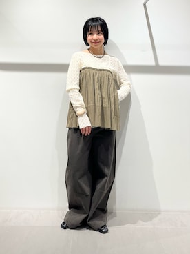 「KBF（ケイビーエフ）のアイテム（パンツ）」を使った、asanoさん（レディース・157cm）の春コーディネート