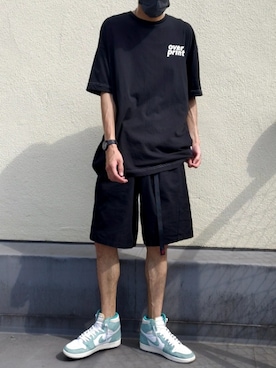 「AIR JORDAN（エアジョーダン）のアイテム（スニーカー、グリーン系）」を使った、かわアツ(脱もやし)さん（メンズ・182cm）の夏コーディネート