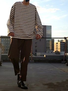 「madras Walk（マドラスウォーク）のアイテム（ドレスシューズ、ブラック系）」を使った、かわアツ(脱もやし)さん（メンズ・182cm）の秋コーディネート
