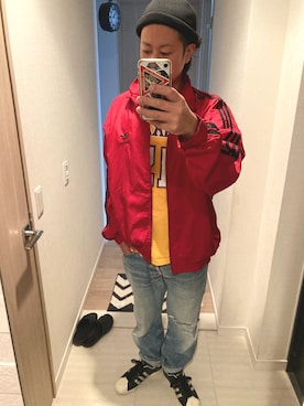 「いまどきジャケット写真」｜「アイテム（ナイロンジャケット）」を使った、kさん（メンズ・172cm）の春コーディネート
