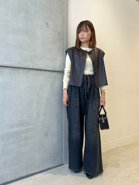 「URBAN RESEARCH（アーバンリサーチ）のCHRISTIAN VILLA　エナメルカーフレザーショルダーバッグ（ショルダーバッグ）」を使った、miiihoさん（レディース・151cm）の秋コーディネート