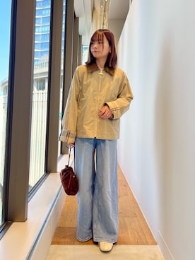 「URBAN RESEARCH（アーバンリサーチ）のBarbour　CATLIN CASUAL JACKET（テーラードジャケット、ベージュ系）」を使った、miiihoさん（レディース・152cm）の春コーディネート