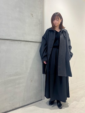 「アイテム（ステンカラーコート）」を使った、miiihoさん（レディース・152cm）の秋コーディネート