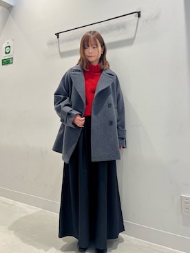 「アイテム（ピーコート）」を使った、miiihoさん（レディース・152cm）の冬コーディネート