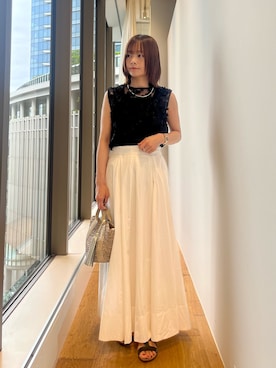 「URBAN RESEARCH DOORS（アーバンリサーチドアーズ）の『別注』LAYAS×DOORS　LACE JQD TANKTOP（タンクトップ、ブラック系）」を使った、miiihoさん（レディース・152cm）の春コーディネート