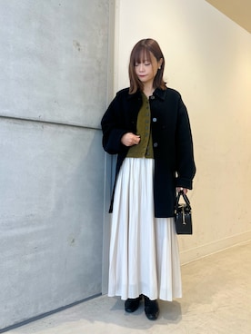 「アイテム（ステンカラーコート）」を使った、miiihoさん（レディース・152cm）の冬コーディネート