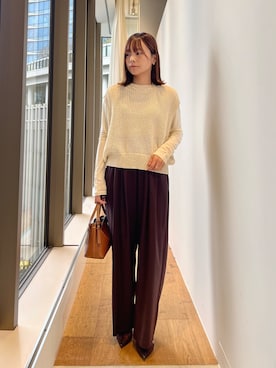 「FORK&SPOON（フォークアンドスプーン）のFORK&SPOON　ペーパーメッシュニットベスト（ベスト、ホワイト系）」を使った、miiihoさん（レディース・152cm）の春コーディネート