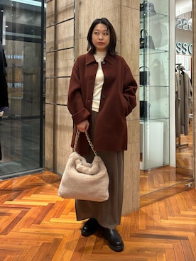 「アイテム（ステンカラーコート）」を使った、takaokaさん（レディース・158cm）の秋コーディネート