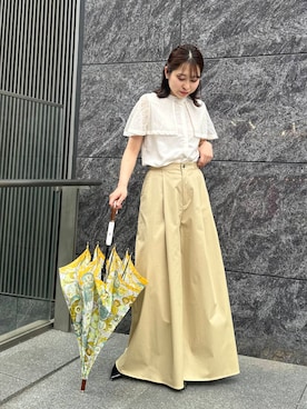 「日傘」｜「アイテム（ホワイト系）」を使った、takaokaさん（レディース・158cm）の春コーディネート