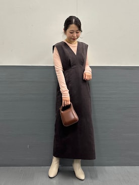 「URBAN RESEARCH ROSSO WOMEN（アーバンリサーチ　ロッソ）のアイテム（ジャンパースカート）」を使った、takaokaさん（レディース・158cm）の秋コーディネート