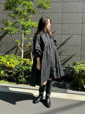 「アイテム（シャツワンピース）」を使った、takaokaさん（レディース・158cm）の夏コーディネート