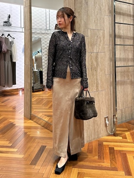 「URBAN RESEARCH ROSSO WOMEN（アーバンリサーチ　ロッソ）のピーチタッチストレートスカート（スカート）」を使った、takaokaさん（レディース・158cm）の秋コーディネート