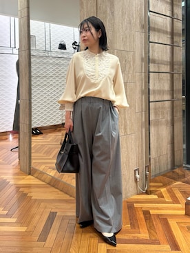 「URBAN RESEARCH ROSSO WOMEN（アーバンリサーチ　ロッソ）のウォッシャブルイージータックパンツ（その他パンツ）」を使った、takaokaさん（レディース・158cm）の秋コーディネート
