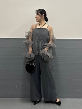 「アイテム（オールインワン・サロペット、グレー系）」を使った、takaokaさん（レディース・158cm）の秋コーディネート