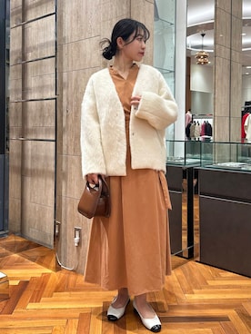 「アイテム（ノーカラージャケット）」を使った、takaokaさん（レディース・158cm）の秋コーディネート