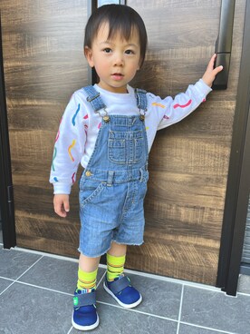 「GAP（ギャップ）のアイテム（サロペット/オーバーオール）」を使った、seiiiiiiさん（キッズ・90cm）の春コーディネート