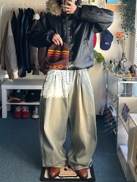 「アイテム（帽子、ブラウン系）」を使った、Yuma.さん（メンズ・168cm）の冬コーディネート