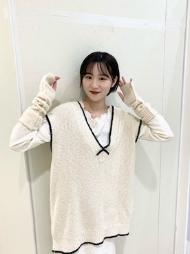 「アイテム（アームカバー）」を使った、なんぼ みなみさん（レディース・165cm）の冬コーディネート