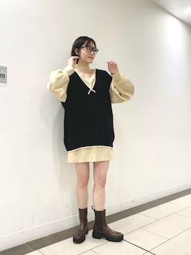 「Kastane（カスタネ）のアイテム（ベスト）」を使った、なんぼ みなみさん（レディース・165cm）の冬コーディネート