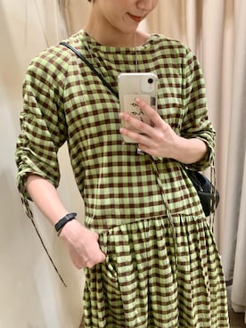 「ギンガムチェックワンピース」｜なんぼ みなみさん（レディース・165cm）の夏コーディネート